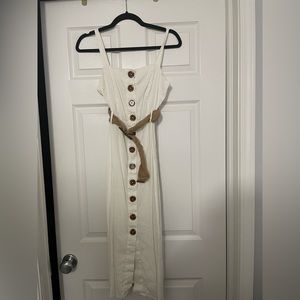 White button down dress with belt